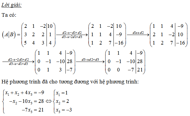 Giải hệ phương trình tuyến tính vì chưng cách thức gauss