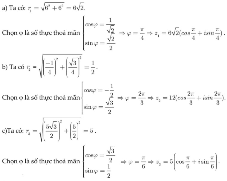 Bài tập chuyển số phức sang dạng lượng giác toán cao cấp