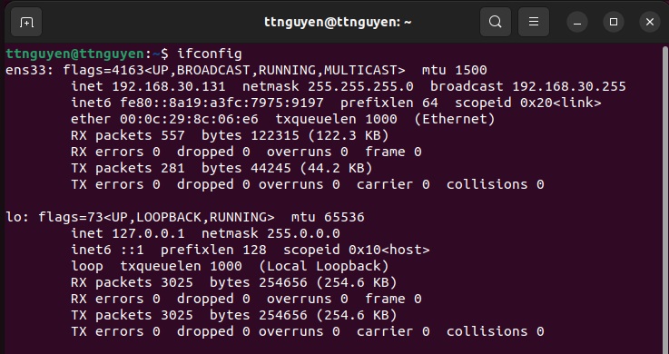 Xem địa chỉ IP trên Ubuntu