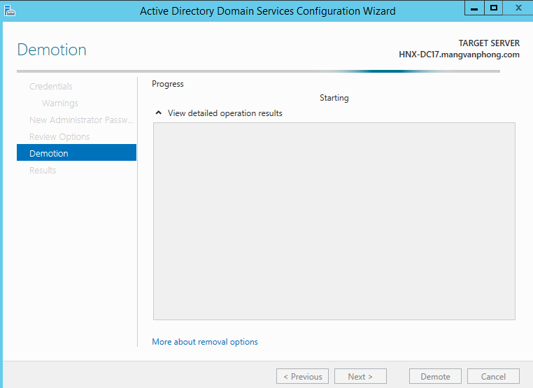 Remove Domain Controller - Cách 2