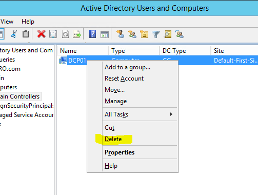 Manually Removing A Domain Controller Server