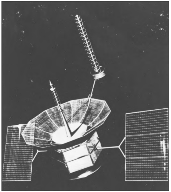 Vệ tinh chuyển tiếp địa tĩnh Fleetsatcom với các ăng-ten xoắn chế độ trục dây đơn để truyền và nhận với một ăng-ten làm bộ chiếu xạ cho mặt phản xạ. Các vệ tinh này cung cấp thông tin liên lạc toàn cầu cho chính phủ Hoa Kỳ. (Courtesy TRW Corp., King-1.)