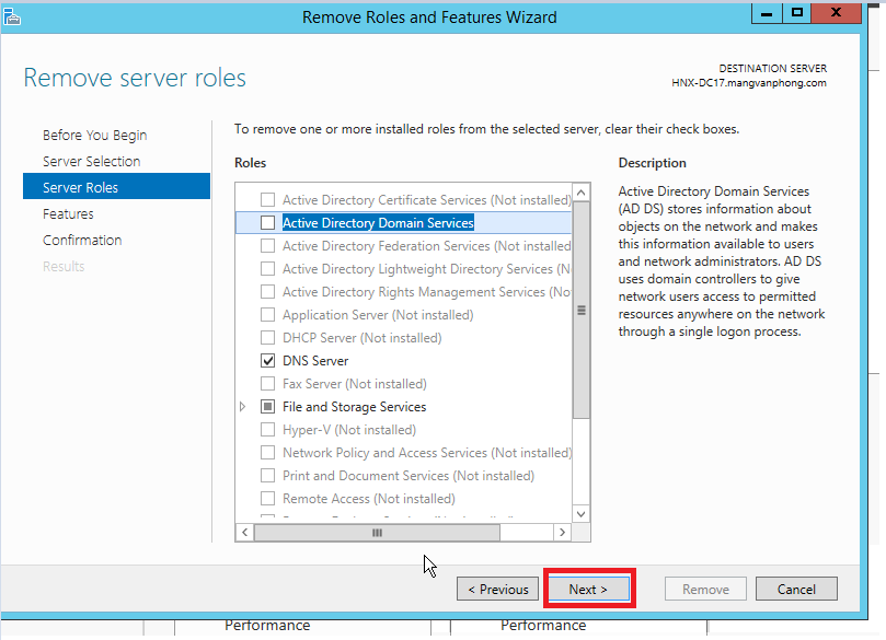 Remove Domain Controller - Cách 2