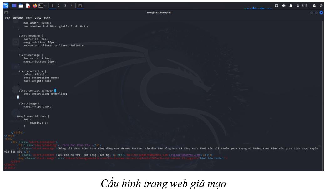 Cấu hình trang web giả mạo