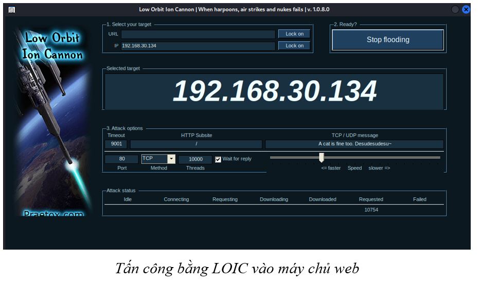 Tấn công bằng LOIC vào máy chủ web