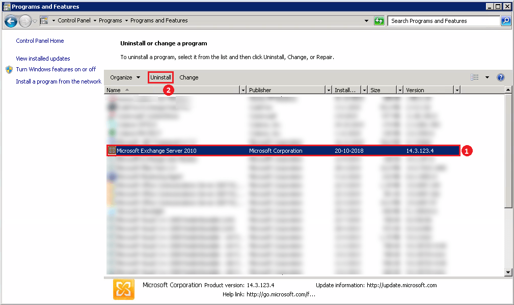 Uninstall Exchange Server
