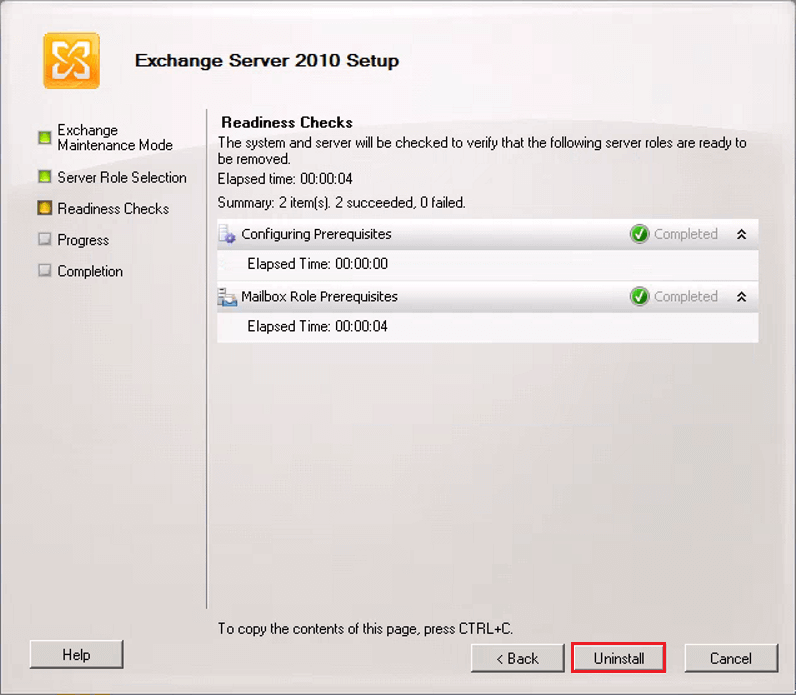 Uninstall Exchange Server