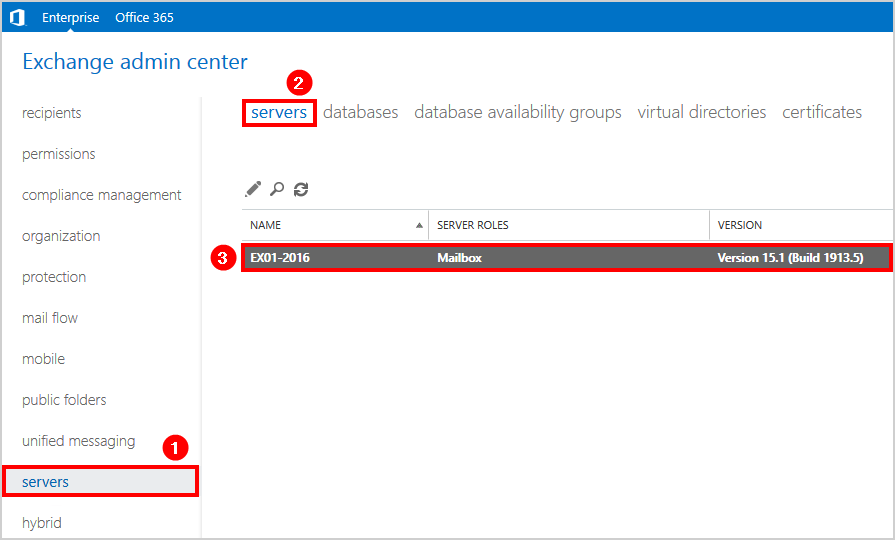 Tìm các URL của Exchange Server bằng Exchange Admin Center (EAC)