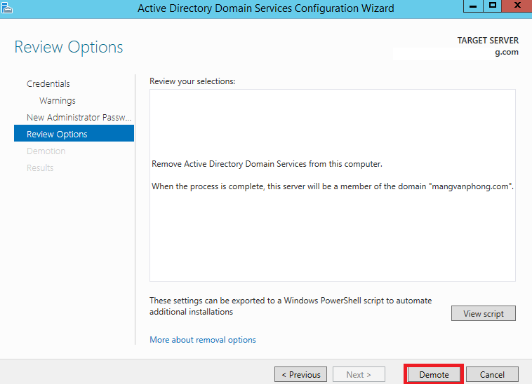 Remove Domain Controller