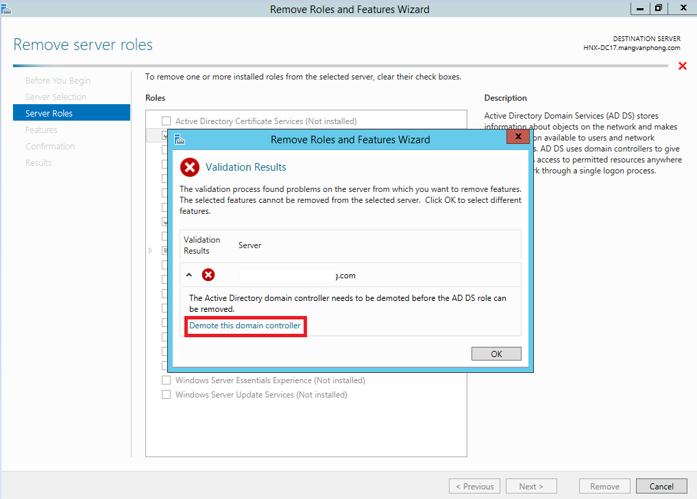 Remove Domain Controller