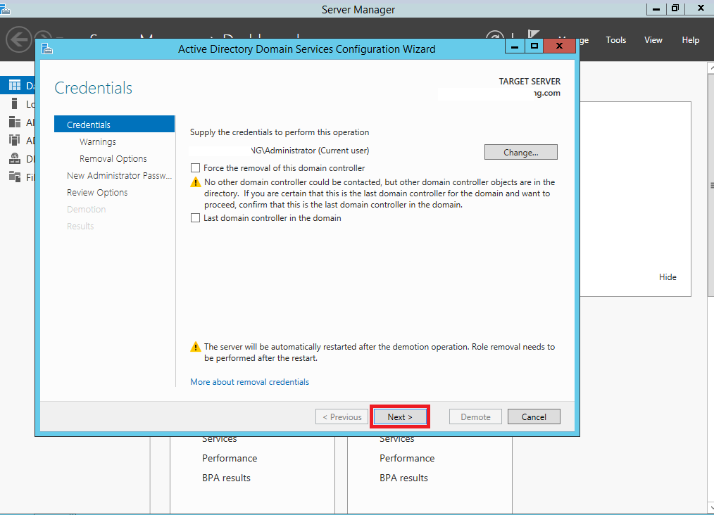 Remove Domain Controller