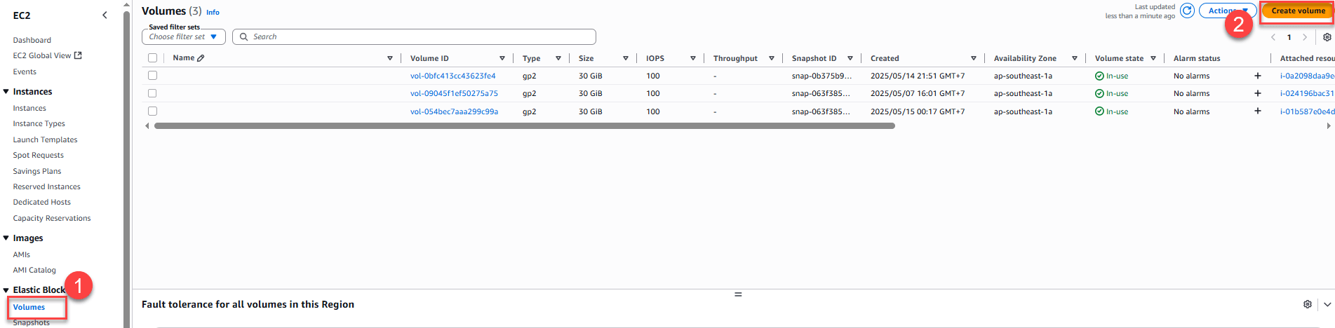 Tạo một EBS volume mới