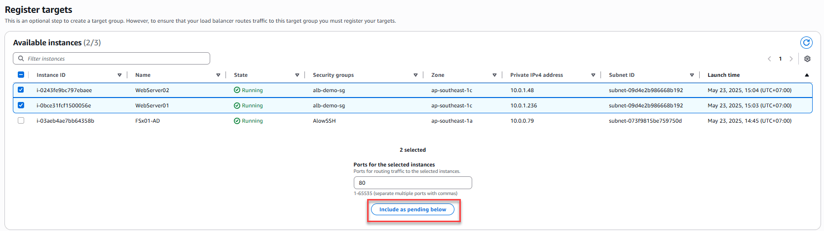 Tạo Target Group và gắn EC2