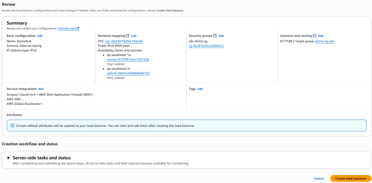 Gắn Target Group vào Load Balancer và tạo