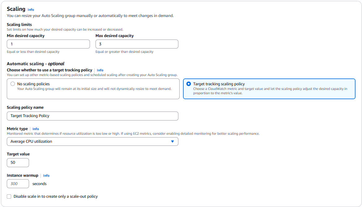 Cấu hình Auto Scaling Group