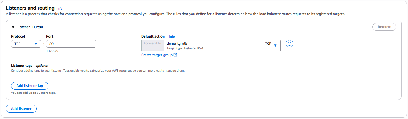 Gắn Target Group vào Load Balancer và tạo