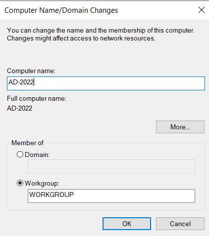 Đặt tên cho Domain Controller