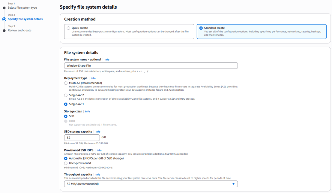Cấu hình Amazon FSx