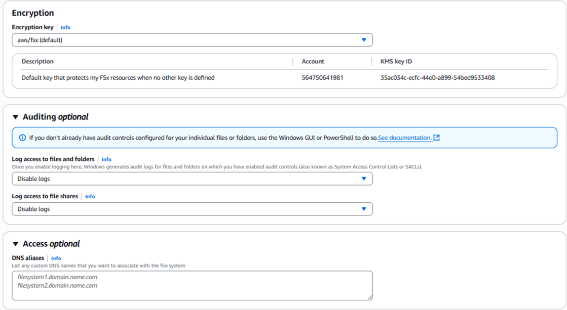 Cấu hình Amazon FSx