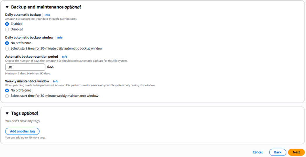 Cấu hình Amazon FSx