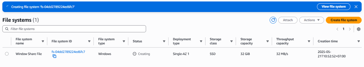 Cấu hình Amazon FSx