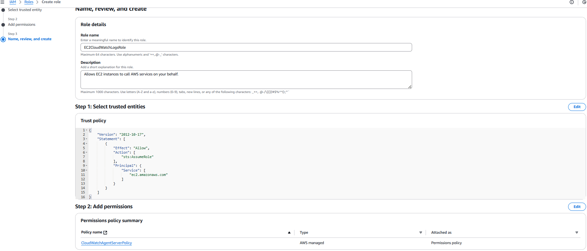 Tạo IAM Role gán cho EC2