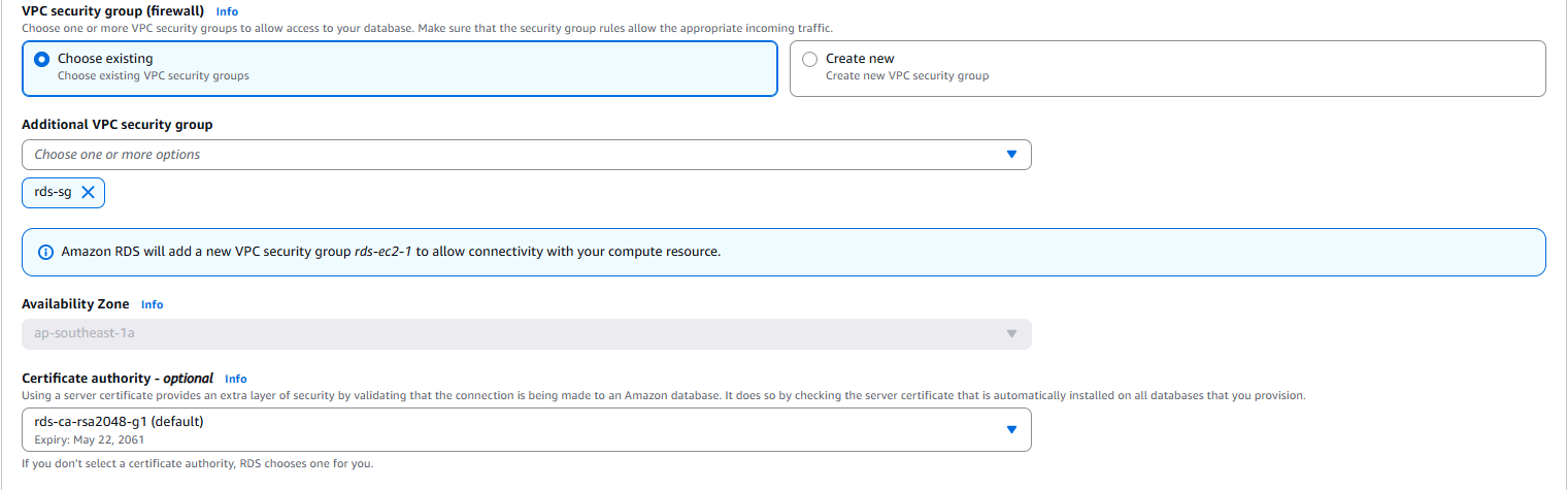 Tạo RDS DB Instance