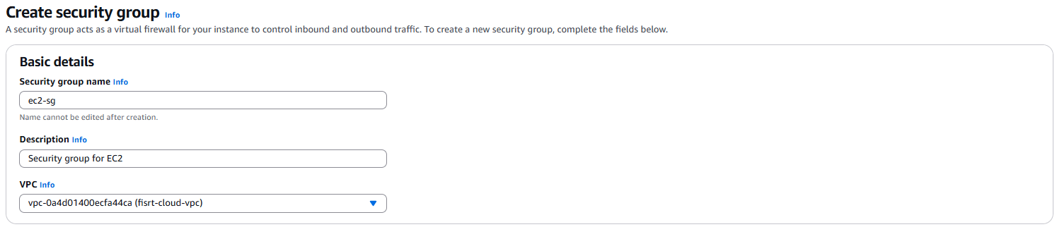 Create Security Group for Amazon EC2 instances