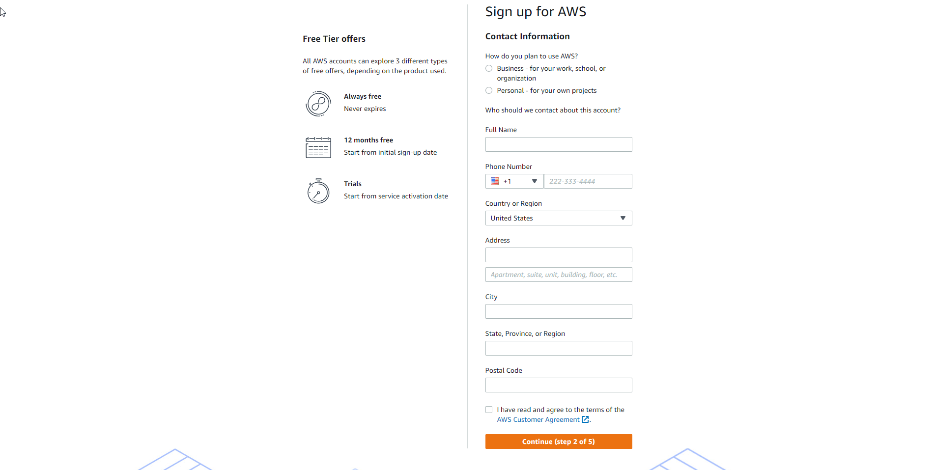 Hướng dẫn tạo tài khoản AWS Free 1 năm