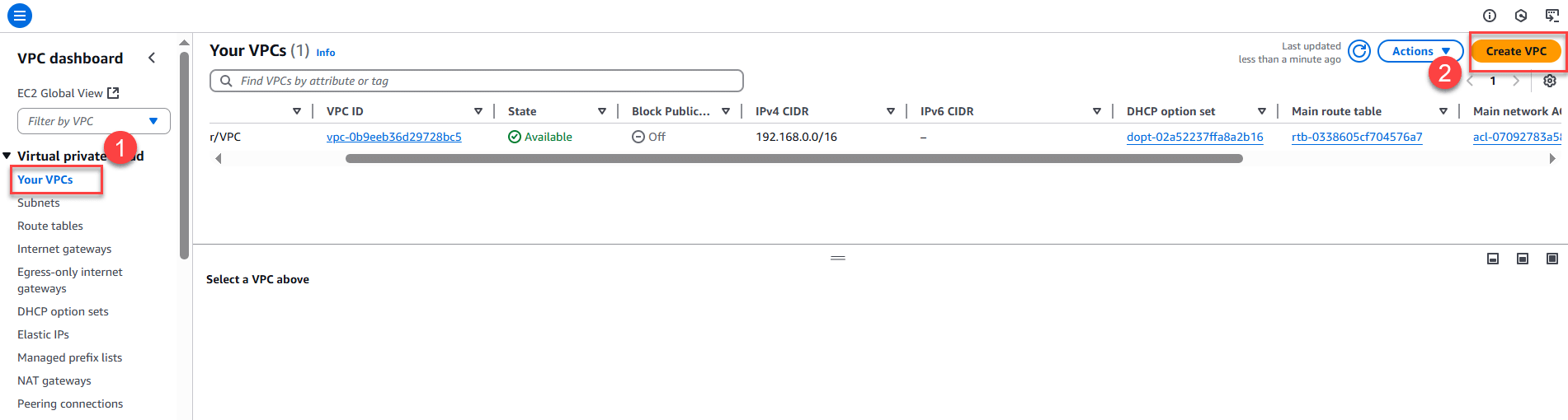 Create a Virtual Private Cloud (VPC)