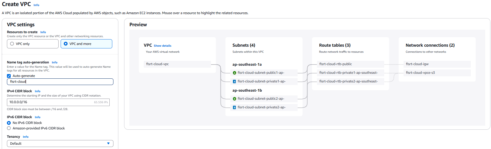 Create a Virtual Private Cloud (VPC)