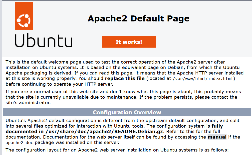 Trang mặc định của Apache