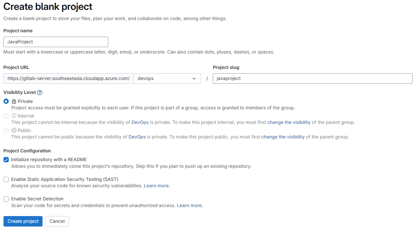 Tạo project GitLab