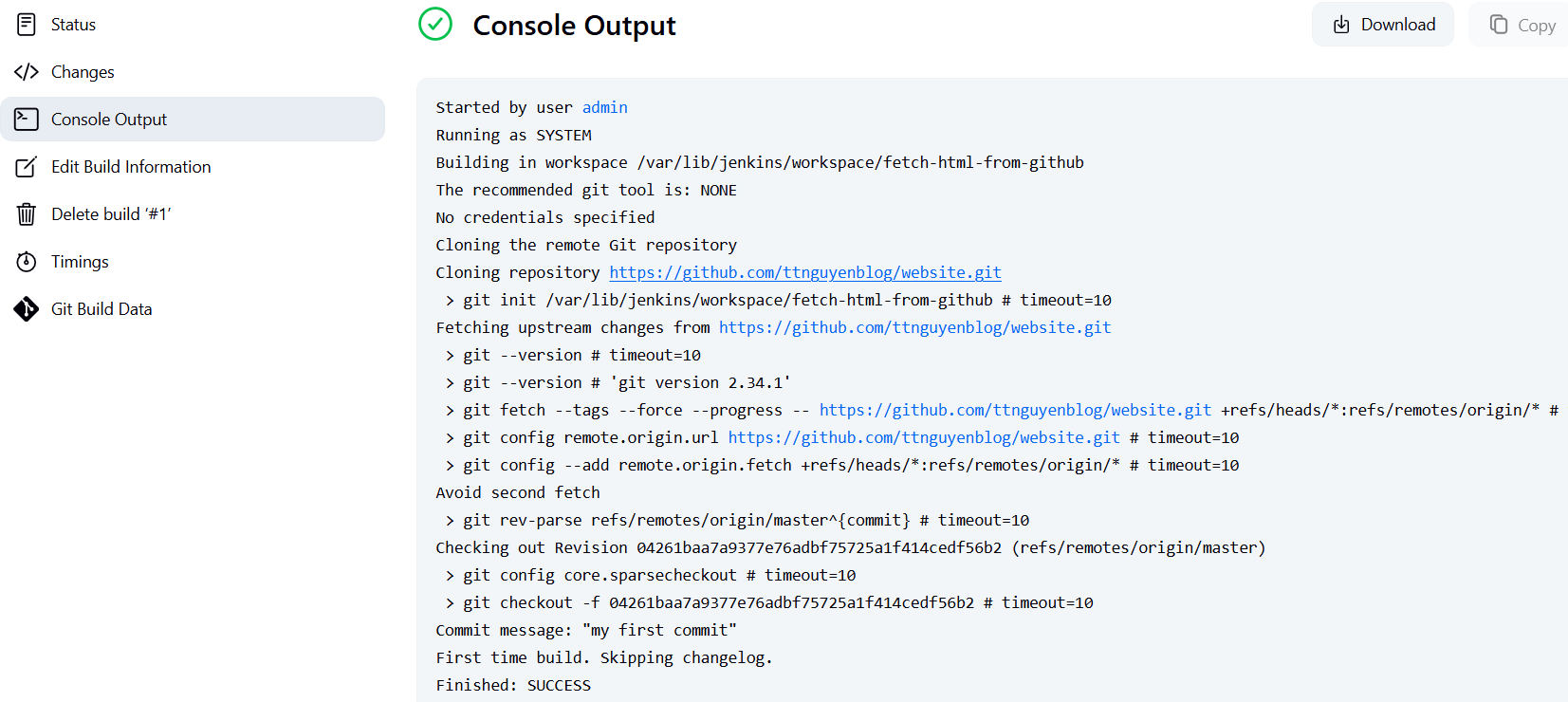 Tự động lấy code từ GitHub bằng Jenkins