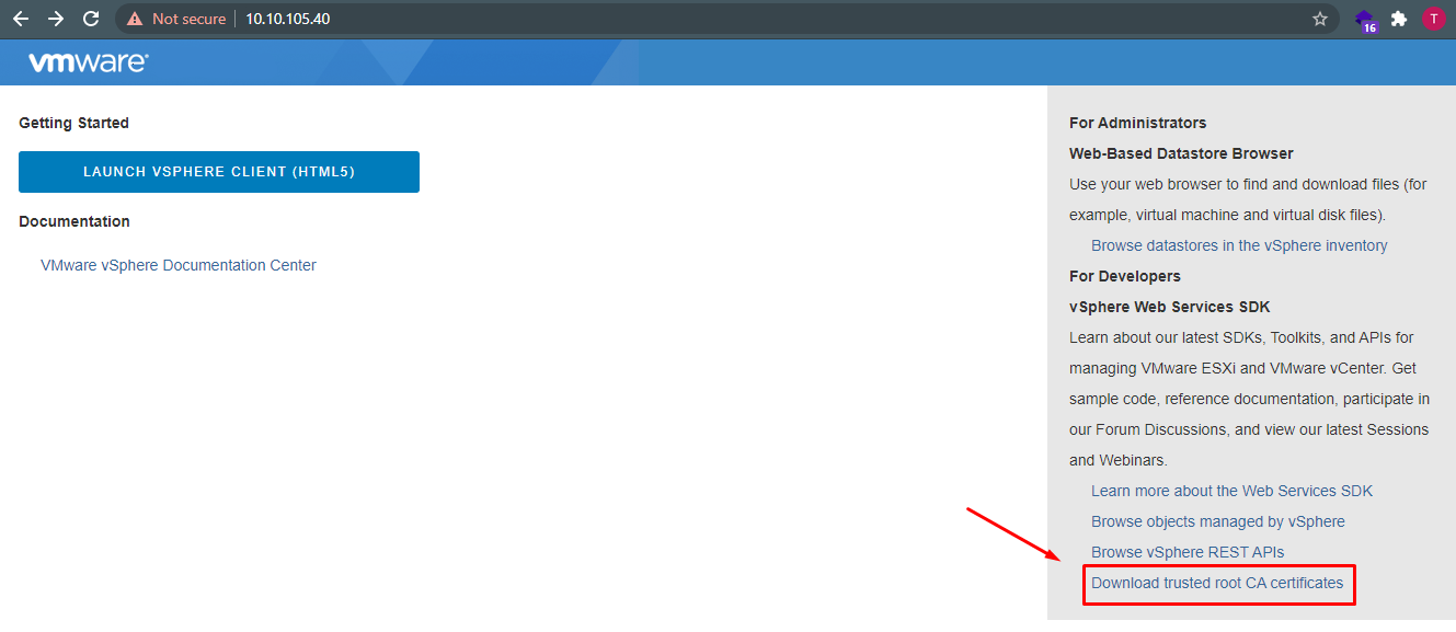 Download VMware Vcenter Server Root CA Certificate