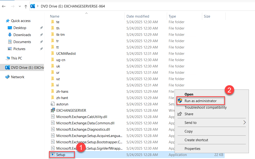 Cài đặt Exchange Server bằng Setup Wizard