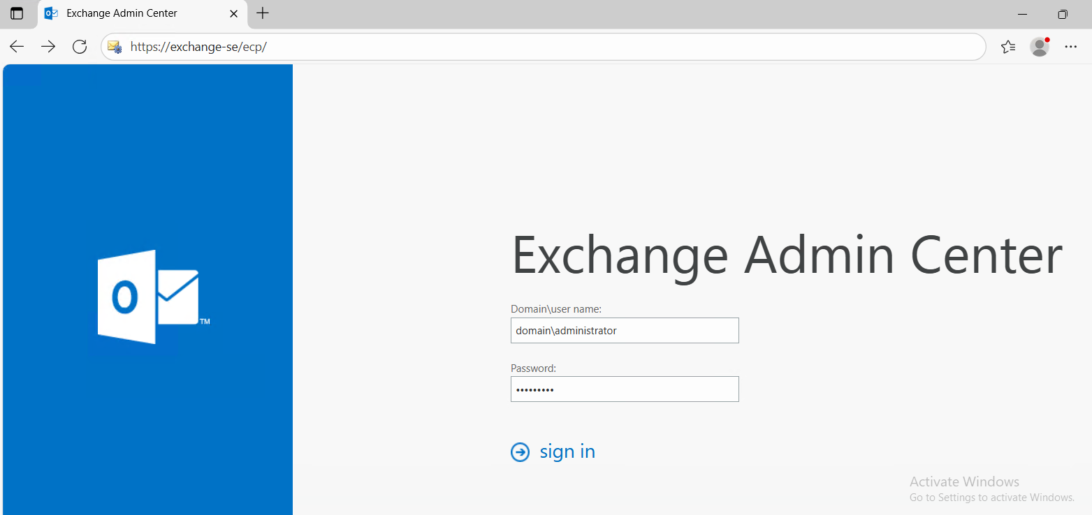 Đăng nhập Exchange Admin Center (EAC)