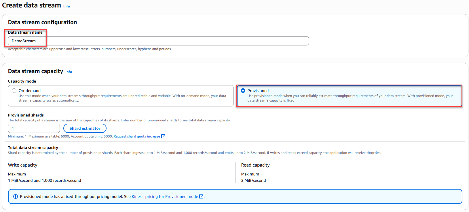 Tạo Kinesis Data Stream