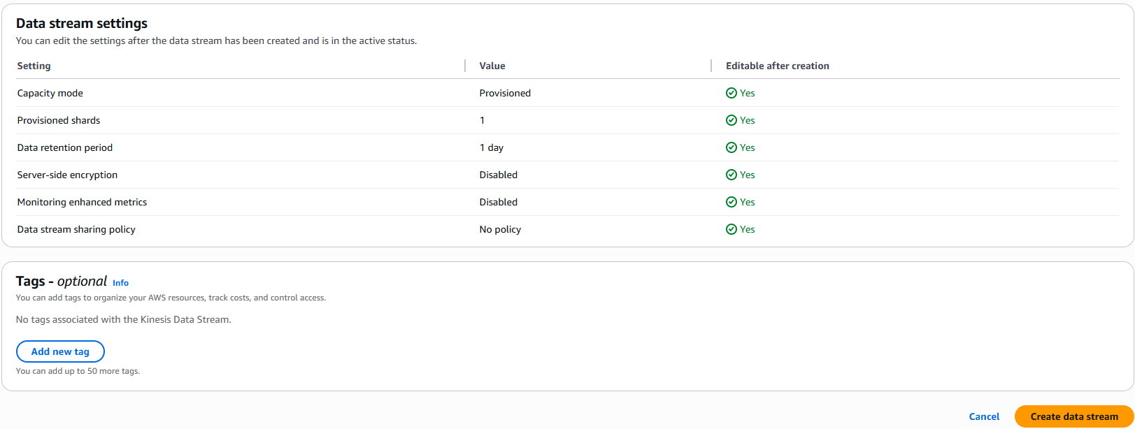 Tạo Kinesis Data Stream
