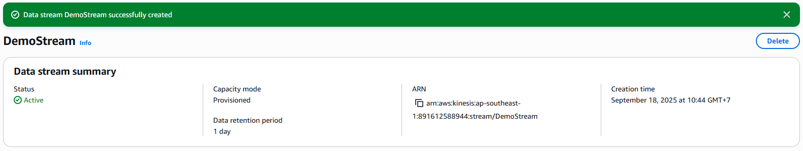 Tạo Kinesis Data Stream