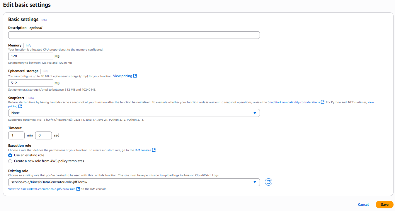 Tạo Lambda Function 1 – Data Generator