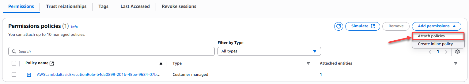 Gắn quyền cho Lambda
