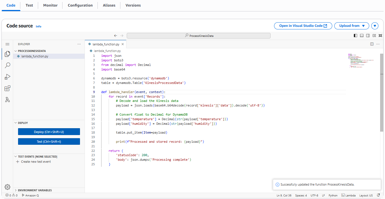 Tạo Lambda Function 2 – Data Processor
