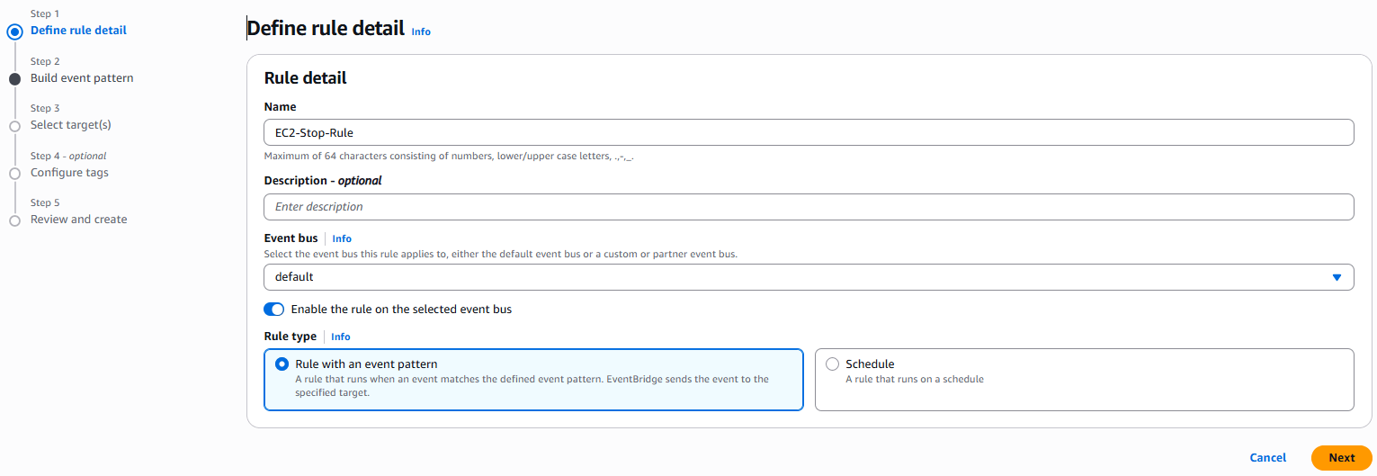 Tạo EventBridge Rule