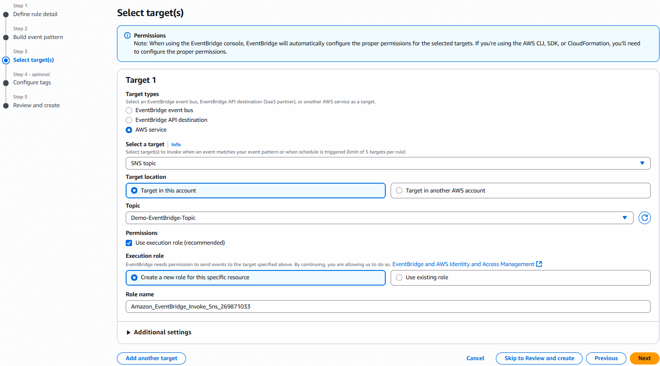 Tạo EventBridge Rule